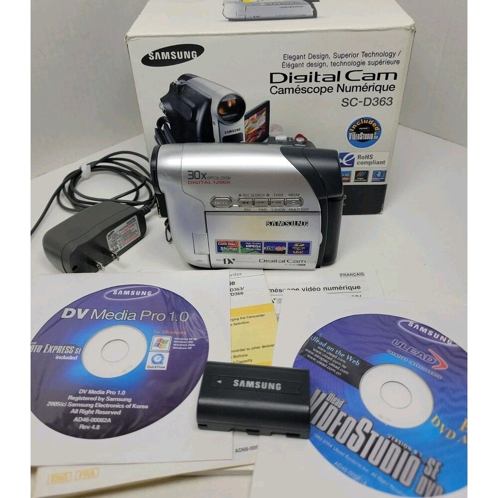 Samsung Camcorder SC-D363 Mini DV Silver 30x Optical Zoom Digital 1200X Working